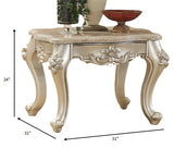 31' X 31' X 24' Marble Champagne Wood End Table