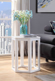 16' X 18' X 20' White Marble Wood 2Pc Pk End Table