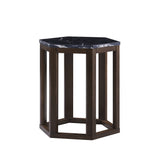 16' X 18' X 20' Walnut Marble Wood 2Pc Pk End Table