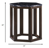 16' X 18' X 20' Walnut Marble Wood 2Pc Pk End Table