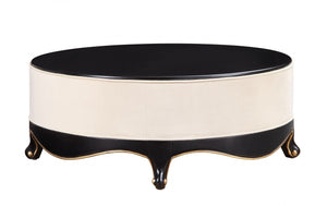47' X 47' X 19' Cream Fabric Black Wood Upholstered (Base) Cocktail Table