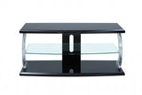 18' X 48' X 22' Black Clear Glass Wood Glass Veneer (Melamine) TV Stand (LED)