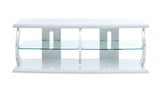18' X 60' X 22' White Clear Glass Wood Veneer (Melamine) TV Stand (LED)