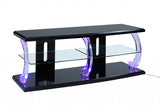 18' X 60' X 22' Black Clear Glass Wood Veneer (Melamine) TV Stand (LED)