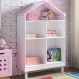 13' X 35' X 56' White Pink Wood Bookcase