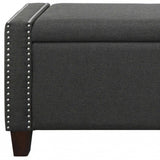 17' X 53' X 19' Dark Olive Linen Upholstery Wood Leg Bench wStorage
