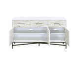18' X 54' X 30' White Weathered Wood Pattern Metal Console Table