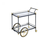 20' X 31' X 31' Clear Glass Metal Casters Serving Cart