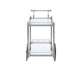 20' X 31' X 31' Silver Gold Clear Glass Metal Casters Serving Cart