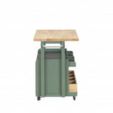 24' X 43' X 35' Natural Green Wood Casters Kitchen Cart
