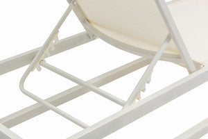 Maldives Waterproof Mesh Fabric / Aluminum Contemporary Cream Mesh Waterproof Fabric Outdoor Patio Adjustable Sun Chaise Lounge Chair - 26" W x 79" D x 28"  - 39.5" H