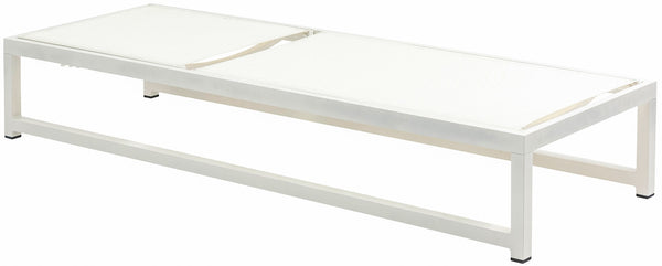 Maldives Waterproof Mesh Fabric / Aluminum Contemporary Cream Mesh Waterproof Fabric Outdoor Patio Adjustable Sun Chaise Lounge Chair - 26" W x 79" D x 28"  - 39.5" H