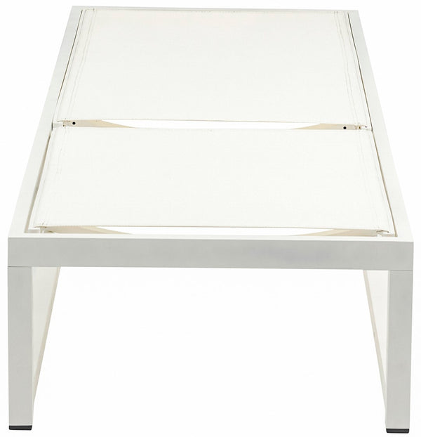 Maldives Waterproof Mesh Fabric / Aluminum Contemporary Cream Mesh Waterproof Fabric Outdoor Patio Adjustable Sun Chaise Lounge Chair - 26" W x 79" D x 28"  - 39.5" H