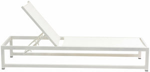 Maldives Waterproof Mesh Fabric / Aluminum Contemporary Cream Mesh Waterproof Fabric Outdoor Patio Adjustable Sun Chaise Lounge Chair - 26" W x 79" D x 28"  - 39.5" H