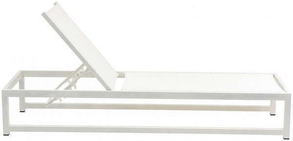 Maldives Waterproof Mesh Fabric / Aluminum Contemporary Cream Mesh Waterproof Fabric Outdoor Patio Adjustable Sun Chaise Lounge Chair - 26" W x 79" D x 28"  - 39.5" H