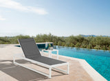 Maldives Waterproof Mesh Fabric / Aluminum Contemporary Grey Mesh Waterproof Fabric Outdoor Patio Adjustable Sun Chaise Lounge Chair - 26" W x 79" D x 28"  - 39.5" H