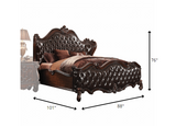 88' X 101' X 76' 2-Tone Dark Brown PU Cherry Oak Wood Poly Resin Upholstery California King Bed