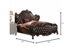 76' X 95' X 73' 2-Tone Dark Brown PU Cherry Oak Wood Poly Resin Upholstery Queen Bed