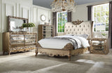 85' X 103' X 71' Champagne PU Antique Gold Wood Upholstered HB Eastern King Bed