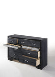 39' Contemporary Black Wood Finish Dresser with 9 Drawers