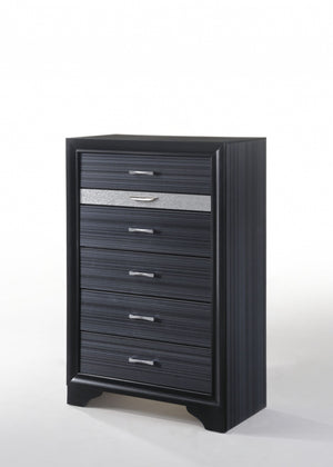 Sleek 51' Black 6 Drawer Chest Dresser