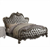 Silver PU Antique Platinum Upholstery Poly Resin Bed