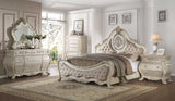 89' X 93' X 76' Beige Linen Antique White Wood Upholstery California King Bed