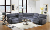 138' X 127' X 41' Slate Blue Velvet Upholstery Metal Reclining Mechanism Sectional Sofa (Power Motion)