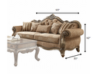 35' X 93' X 42' Fabric Vintage Oak Upholstery Poly Resin Sofa w5 Pillows