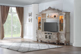 25' X 117' X 101' Antique White Wood Glass Poly-Resin Entertainment Center