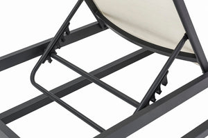 Maldives Waterproof Mesh Fabric / Aluminum Contemporary Cream Mesh Waterproof Fabric Outdoor Patio Adjustable Sun Chaise Lounge Chair - 26" W x 79" D x 28"  - 39.5" H