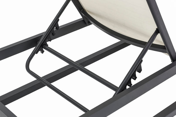 Maldives Waterproof Mesh Fabric / Aluminum Contemporary Cream Mesh Waterproof Fabric Outdoor Patio Adjustable Sun Chaise Lounge Chair - 26" W x 79" D x 28"  - 39.5" H