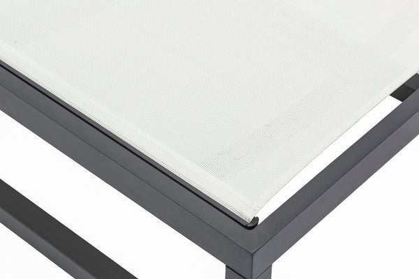 Maldives Waterproof Mesh Fabric / Aluminum Contemporary Cream Mesh Waterproof Fabric Outdoor Patio Adjustable Sun Chaise Lounge Chair - 26" W x 79" D x 28"  - 39.5" H