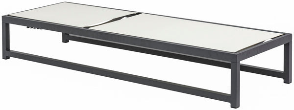 Maldives Waterproof Mesh Fabric / Aluminum Contemporary Cream Mesh Waterproof Fabric Outdoor Patio Adjustable Sun Chaise Lounge Chair - 26" W x 79" D x 28"  - 39.5" H