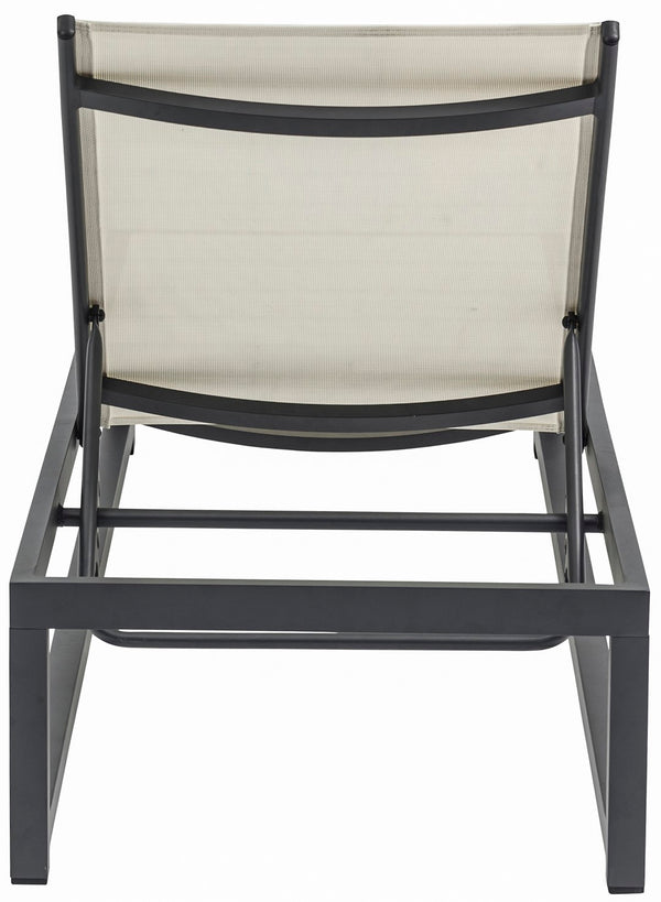 Maldives Waterproof Mesh Fabric / Aluminum Contemporary Cream Mesh Waterproof Fabric Outdoor Patio Adjustable Sun Chaise Lounge Chair - 26" W x 79" D x 28"  - 39.5" H