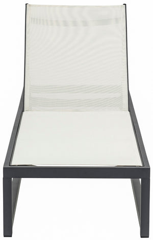 Maldives Waterproof Mesh Fabric / Aluminum Contemporary Cream Mesh Waterproof Fabric Outdoor Patio Adjustable Sun Chaise Lounge Chair - 26" W x 79" D x 28"  - 39.5" H