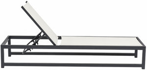 Maldives Waterproof Mesh Fabric / Aluminum Contemporary Cream Mesh Waterproof Fabric Outdoor Patio Adjustable Sun Chaise Lounge Chair - 26" W x 79" D x 28"  - 39.5" H