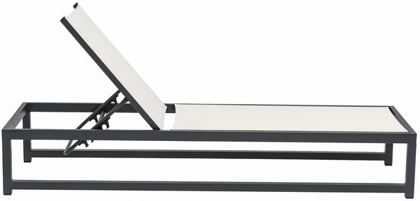 Maldives Waterproof Mesh Fabric / Aluminum Contemporary Cream Mesh Waterproof Fabric Outdoor Patio Adjustable Sun Chaise Lounge Chair - 26" W x 79" D x 28"  - 39.5" H