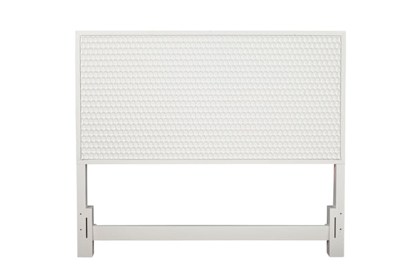 White Pearl Textured Full Headboard - Stylish Mahogany Frame in Elegant White Finish for Modern Decor