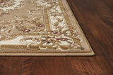 8'x11' Beige Ivory Machine Woven Hand Carved Floral Medallion Indoor Area Rug