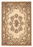 Ivory Machine Woven Hand Carved Floral Medallion Indoor Area Rug