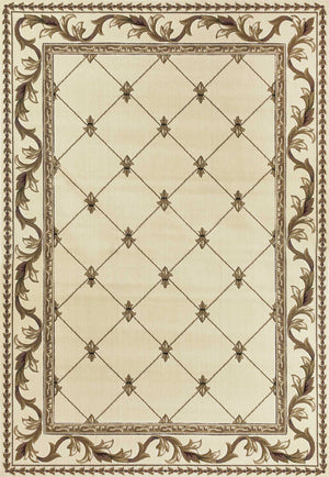 8'x11' Ivory Machine Woven Hand Carved Fleur De Lis Indoor Area Rug