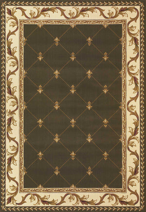 8'x11' Green Machine Woven Hand Carved Fleur De Lis Indoor Area Rug