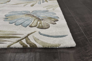 5'x8' Ivory Hand Tufted Tropical Leaves Indoor Area Rug