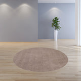 8' Beige Round Indoor Shag Rug