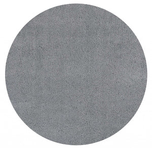 8' Round Polyester Grey Area Rug