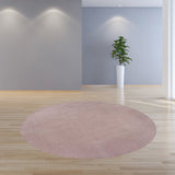 8' Round Polyester Rose Pink Area Rug