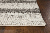 5'x7' Grey White Hand Woven Knobby Stripes Indoor Area Rug