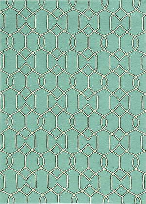 7'x10' Spa Green Hand Hooked UV Treated Trellis Indoor Outdoor Area Rug