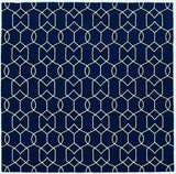 7'x10' Navy Blue Hand Hooked UV Treated Trellis Indoor Outdoor Area Rug